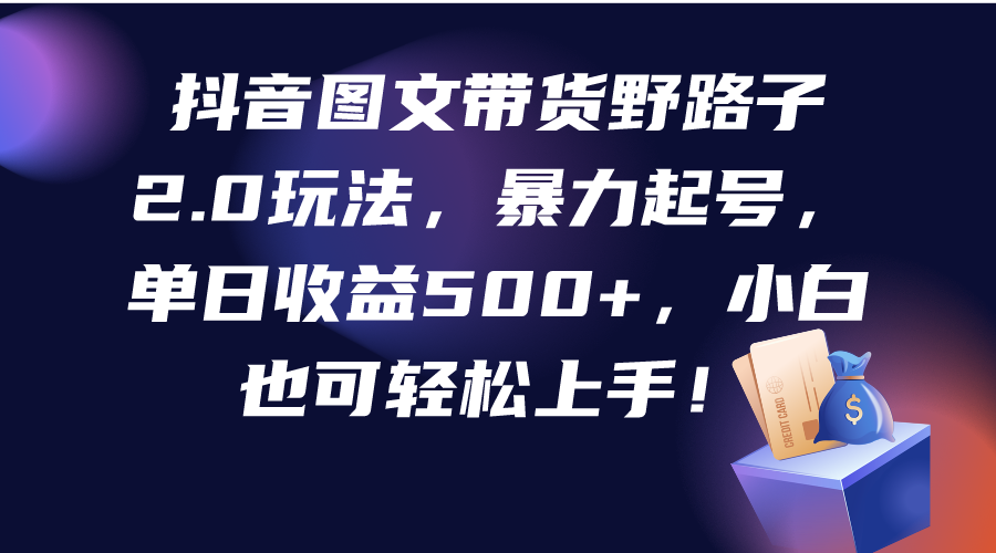 （9790期）抖音图文带货野路子2.0玩法，暴力起号，单日收益500+，小白也可轻松上手！_网络创业-网赚项目-副业赚钱-信息差项目-互联网创业-资源整合-创业资讯-最新网赚课程金铲子项目