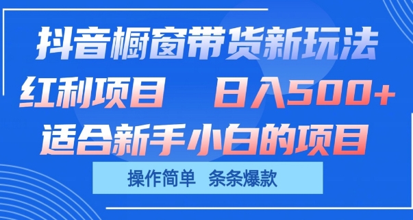 抖音橱窗带货新玩法，单日收益几张，操作简单，条条爆款_网络创业-网赚项目-副业赚钱-信息差项目-互联网创业-资源整合-创业资讯-最新网赚课程金铲子项目