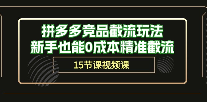（10301期）拼多多竞品截流玩法，新手也能0成本精准截流（15节课）_网络创业-网赚项目-副业赚钱-信息差项目-互联网创业-资源整合-创业资讯-最新网赚课程金铲子项目