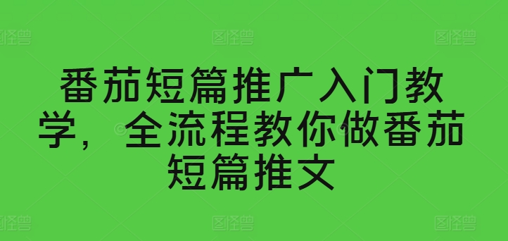 番茄短篇推广入门教学，全流程教你做番茄短篇推文_网络创业-网赚项目-副业赚钱-信息差项目-互联网创业-资源整合-创业资讯-最新网赚课程金铲子项目