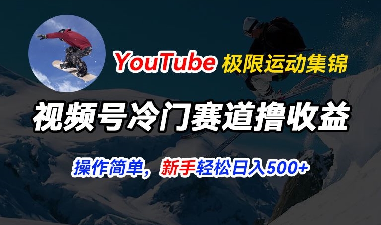视频号冷门赛道撸收益，YouTube搬运极限运动集锦，暴力起号，操作简单流量高，轻松日入5张_网络创业-网赚项目-副业赚钱-信息差项目-互联网创业-资源整合-创业资讯-最新网赚课程金铲子项目