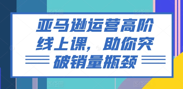 亚马逊运营高阶线上课，助你突破销量瓶颈_网络创业-网赚项目-副业赚钱-信息差项目-互联网创业-资源整合-创业资讯-最新网赚课程金铲子项目
