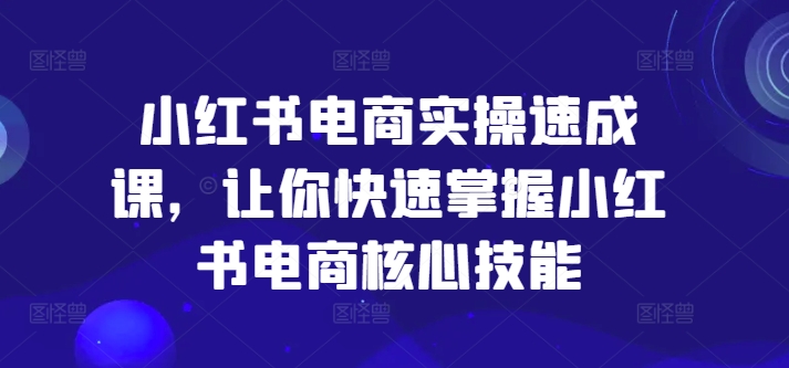 小红书电商实操速成课，让你快速掌握小红书电商核心技能_网络创业-网赚项目-副业赚钱-信息差项目-互联网创业-资源整合-创业资讯-最新网赚课程金铲子项目
