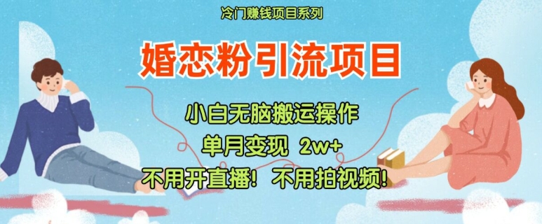 小红书婚恋粉引流，不用开直播，不用拍视频，不用做交付_网络创业-网赚项目-副业赚钱-信息差项目-互联网创业-资源整合-创业资讯-最新网赚课程金铲子项目