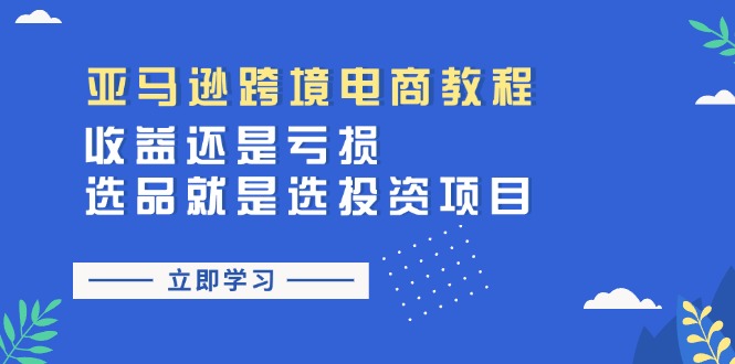 （11432期）亚马逊跨境电商教程：收益还是亏损！选品就是选投资项目_网络创业-网赚项目-副业赚钱-信息差项目-互联网创业-资源整合-创业资讯-最新网赚课程金铲子项目
