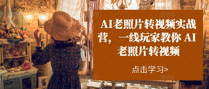 （11477期）AI老照片转视频实操训练营，一线玩家教你AI老照片转视频_网络创业-网赚项目-副业赚钱-信息差项目-互联网创业-资源整合-创业资讯-最新网赚课程金铲子项目