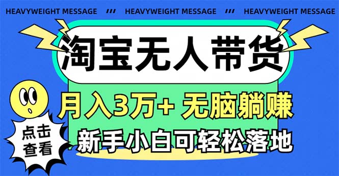 （11574期）淘宝无人带货3.0高收益玩法，月入3万+，无脑躺赚，新手小白可落地实操_网络创业-网赚项目-副业赚钱-信息差项目-互联网创业-资源整合-创业资讯-最新网赚课程金铲子项目