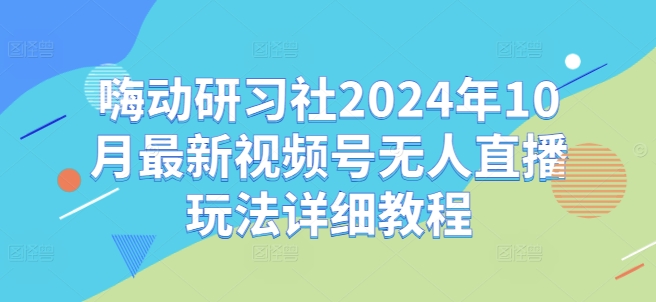 嗨动研习社2024年10月最新视频号无人直播玩法详细教程_网络创业-网赚项目-副业赚钱-信息差项目-互联网创业-资源整合-创业资讯-最新网赚课程金铲子项目