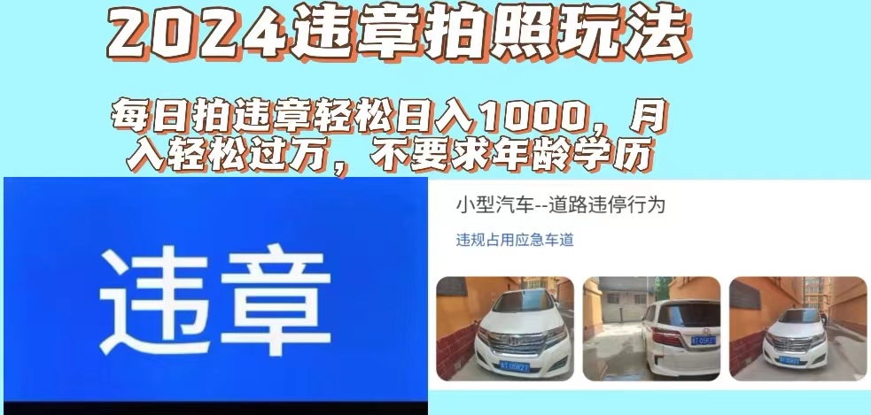 （11743期）2024违章拍照新玩法，推广躺赚+拍照赚钱双模式，日入1000+_网络创业-网赚项目-副业赚钱-信息差项目-互联网创业-资源整合-创业资讯-最新网赚课程金铲子项目