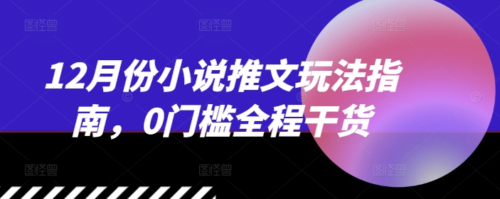 12月份小说推文玩法指南，0门槛全程干货_网络创业-网赚项目-副业赚钱-信息差项目-互联网创业-资源整合-创业资讯-最新网赚课程金铲子项目