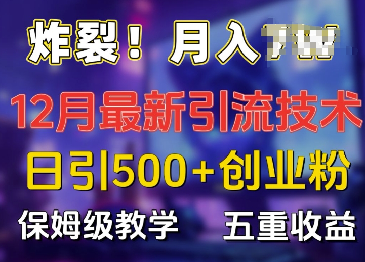 炸裂!揭秘12月最新日引流500+精准创业粉，多重收益保姆级教学_网络创业-网赚项目-副业赚钱-信息差项目-互联网创业-资源整合-创业资讯-最新网赚课程金铲子项目