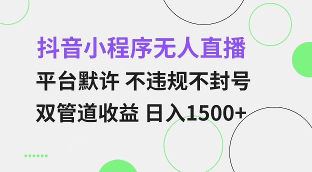 抖音小程序无人直播 平台默许 不违规不封号 双管道收益 日入多张 小白也能轻松操作【仅揭秘】_网络创业-网赚项目-副业赚钱-信息差项目-互联网创业-资源整合-创业资讯-最新网赚课程金铲子项目