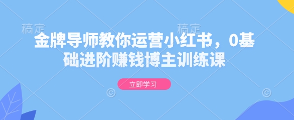 金牌导师教你运营小红书，0基础进阶赚钱博主训练课_网络创业-网赚项目-副业赚钱-信息差项目-互联网创业-资源整合-创业资讯-最新网赚课程金铲子项目