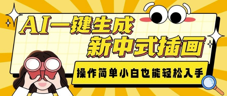 AI一键生成新中式插画， 操作简单，小白也能轻松入手_网络创业-网赚项目-副业赚钱-信息差项目-互联网创业-资源整合-创业资讯-最新网赚课程金铲子项目