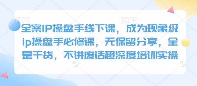 全案IP操盘手线下课，成为现象级ip操盘手必修课，无保留分享，全是干货，不讲废话超深度培训实操_网络创业-网赚项目-副业赚钱-信息差项目-互联网创业-资源整合-创业资讯-最新网赚课程金铲子项目