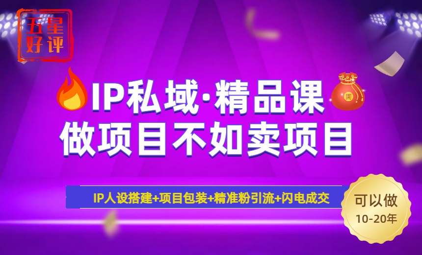 （14406期）2025年“IP私域·密训精品课”，日赚3000+小白避坑年赚百万，暴力引流…_网络创业-网赚项目-副业赚钱-信息差项目-互联网创业-资源整合-创业资讯-最新网赚课程金铲子项目