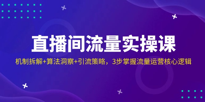 （14122期）直播间流量实操课：机制拆解+算法洞察+引流策略，3步掌握流量运营核心逻辑_网络创业-网赚项目-副业赚钱-信息差项目-互联网创业-资源整合-创业资讯-最新网赚课程金铲子项目