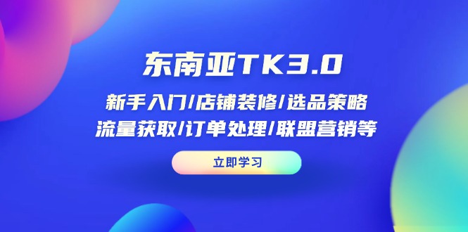 （14208期）东南亚TK3.0：新手入门/店铺装修/选品策略/流量获取/订单处理/联盟营销等_网络创业-网赚项目-副业赚钱-信息差项目-互联网创业-资源整合-创业资讯-最新网赚课程金铲子项目