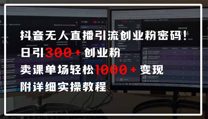 （14564期）抖音无人直播引流密码！日引300+创业粉 单场轻松1000+变现 附详细实操教程_网络创业-网赚项目-副业赚钱-信息差项目-互联网创业-资源整合-创业资讯-最新网赚课程金铲子项目
