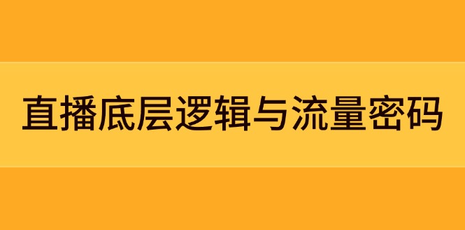 （14695期）直播底层逻辑与流量密码：定位模型+案例拆解，急速流承接与数据优化全攻略_网络创业-网赚项目-副业赚钱-信息差项目-互联网创业-资源整合-创业资讯-最新网赚课程金铲子项目