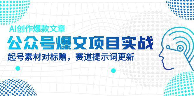 公众号爆文项目实战，AI创作爆款文章，起号素材对标赠（附赛道AI提示词）_网络创业-网赚项目-副业赚钱-信息差项目-互联网创业-资源整合-创业资讯-最新网赚课程金铲子项目