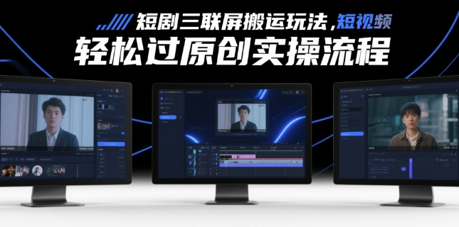 短剧三联屏搬运玩法，短剧搬运轻松过原创实操流程_网络创业-网赚项目-副业赚钱-信息差项目-互联网创业-资源整合-创业资讯-最新网赚课程金铲子项目