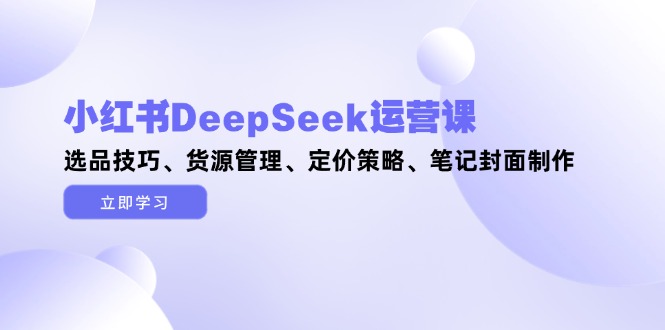 （14748期）小红书DeepSeek运营课，选品技巧、货源管理、定价策略、笔记封面制作_网络创业-网赚项目-副业赚钱-信息差项目-互联网创业-资源整合-创业资讯-最新网赚课程金铲子项目