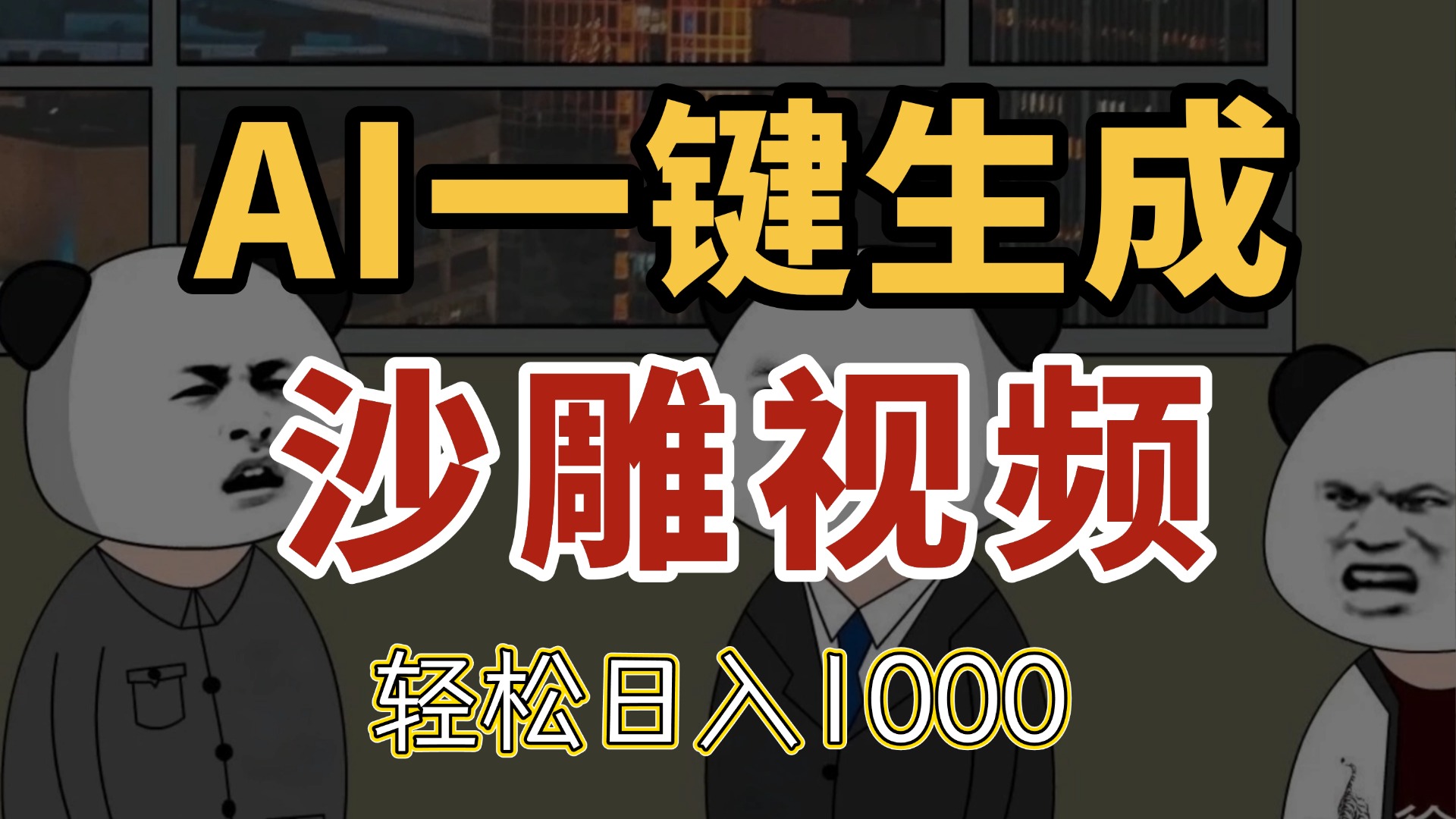 （14756期）AI一键生成沙雕视频，一条视频千万播放，轻松日入1000_网络创业-网赚项目-副业赚钱-信息差项目-互联网创业-资源整合-创业资讯-最新网赚课程金铲子项目