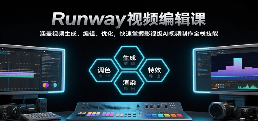 Runway视频编辑课，涵盖视频生成、编辑、优化，快速掌握影视级AI视频制作全栈技能_免费分享网络创业,副业,信息差项目的老牌资源整合平台！金铲子项目