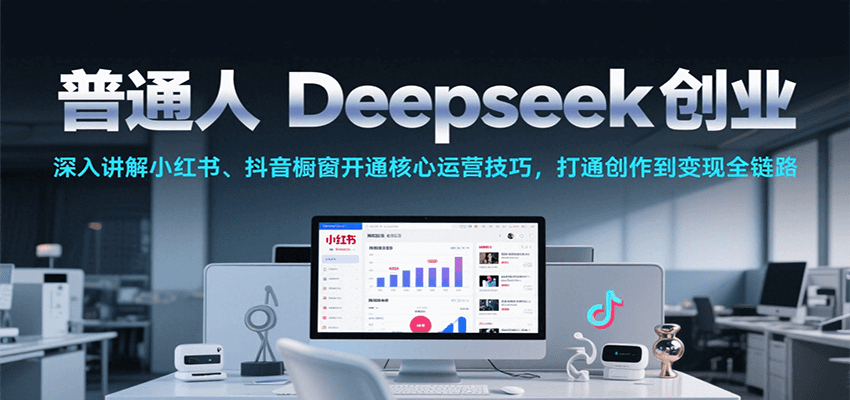 普通人Deepseek创业，小红书、抖音橱窗开通核心运营技巧，打通创作到全链路_免费分享网络创业,副业,信息差项目的老牌资源整合平台！金铲子项目