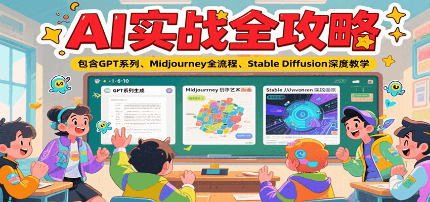 AI实战全攻略，包含GPT系列、Midjourney全流程、StableDiffusion深度教学_免费分享网络创业,副业,信息差项目的老牌资源整合平台！金铲子项目