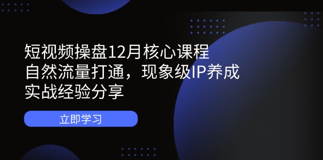（14447期）短视频操盘12月核心课程：自然流量打通，现象级IP养成，实战经验分享_免费分享网络创业,副业,信息差项目的老牌资源整合平台！金铲子项目