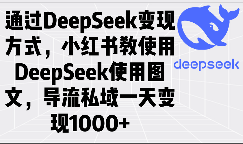 （14179期）通过DeepSeek方式，小红书教使用DeepSeek图文，导流私域一天_免费分享网络创业,副业,信息差项目的老牌资源整合平台！金铲子项目