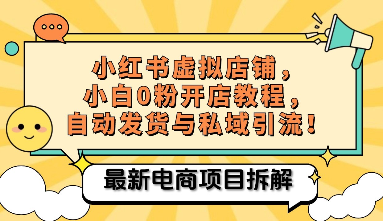 小红书电商，小白虚拟类目店铺教程，被动私域引流_免费分享网络创业,副业,信息差项目的老牌资源整合平台！金铲子项目