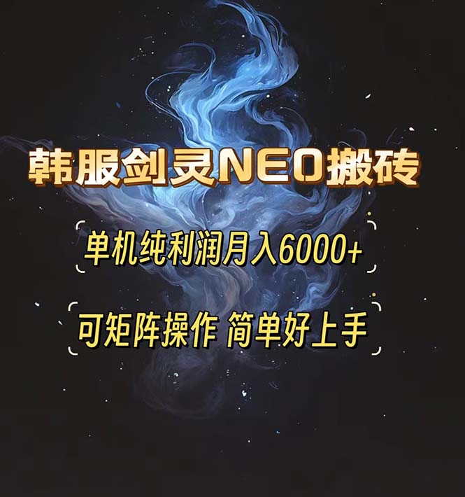 （13435期）韩服剑灵NEO搬砖攻略，单机纯利润可矩阵操作，简单好上手。_免费分享网络创业,副业,信息差项目的老牌资源整合平台！金铲子项目