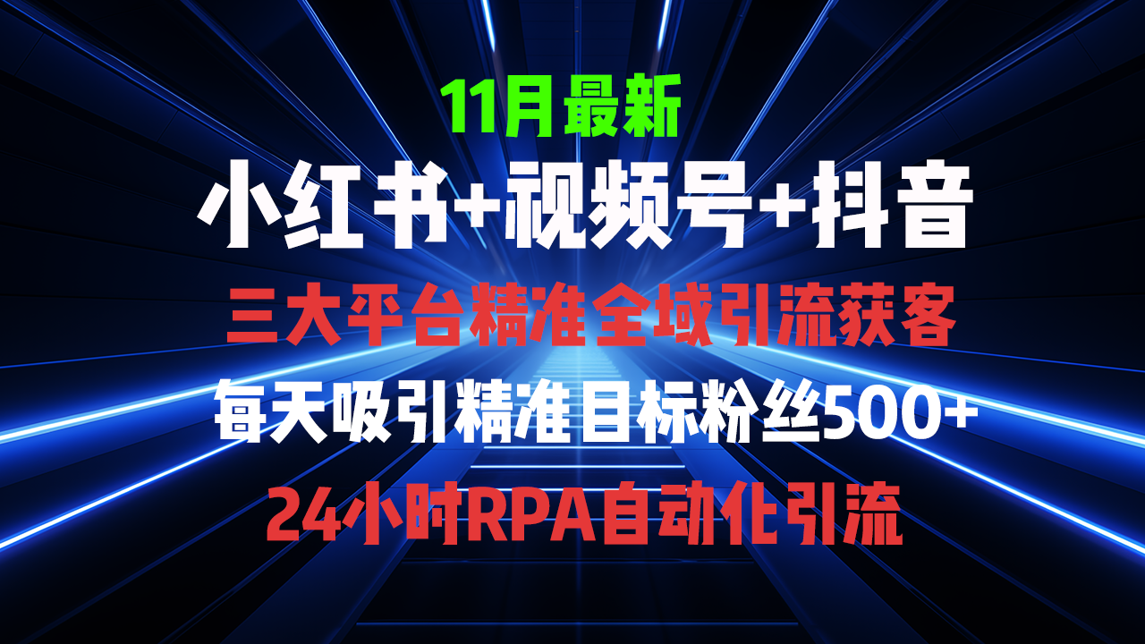 （13259期）全域多平台引流私域打法，小红书，视频号，抖音全自动获客，截流自…_免费分享网络创业,副业,信息差项目的老牌资源整合平台！金铲子项目
