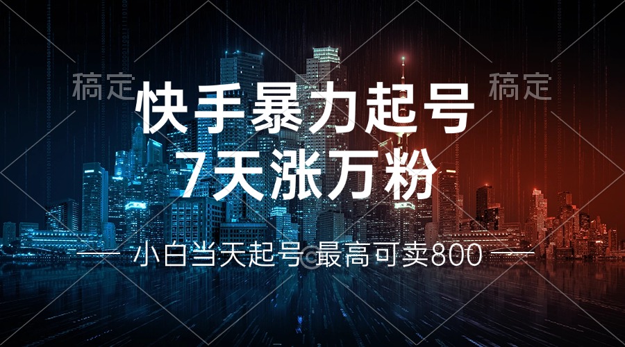 （13142期）快手暴力起号，7天涨万粉，小白起号多种方式，账号回收，单月…_免费分享网络创业,副业,信息差项目的老牌资源整合平台！金铲子项目