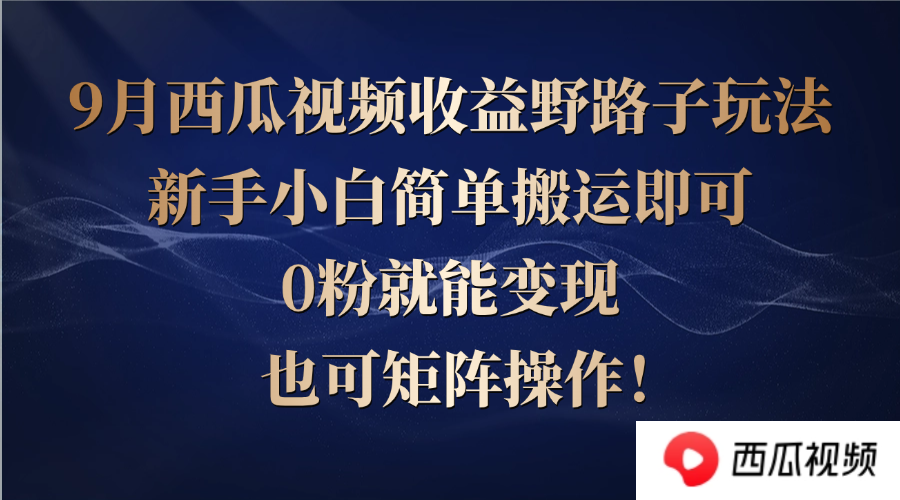 （12760期）西瓜视频野路子玩法，新手小白简单搬运即可，0粉就能，也可矩…_免费分享网络创业,副业,信息差项目的老牌资源整合平台！金铲子项目