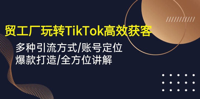 外贸工厂玩转TikTok高效获客，多种引流方式/账号定位/爆款打造/全方位讲解_免费分享网络创业,副业,信息差项目的老牌资源整合平台！金铲子项目