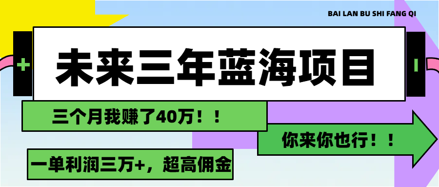 （11716期）未来三年，蓝海赛道，3万_免费分享网络创业,副业,信息差项目的老牌资源整合平台！金铲子项目
