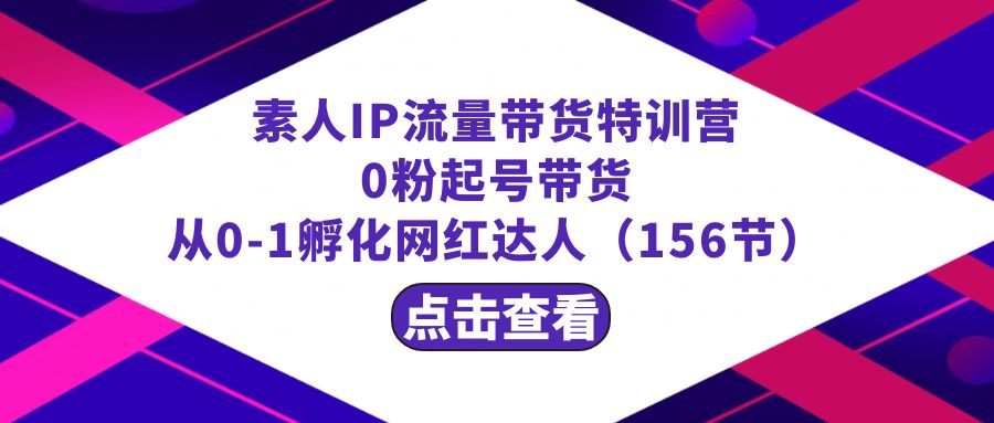 繁星·计划素人IP流量带货特训营：0粉起号带货从0-1孵化网红达人（156节）_免费分享网络创业,副业,信息差项目的老牌资源整合平台！金铲子项目
