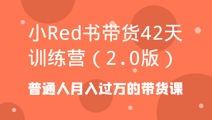 小Red书带货42天训练营（2.0版）普通人的带货课_免费分享网络创业,副业,信息差项目的老牌资源整合平台！金铲子项目