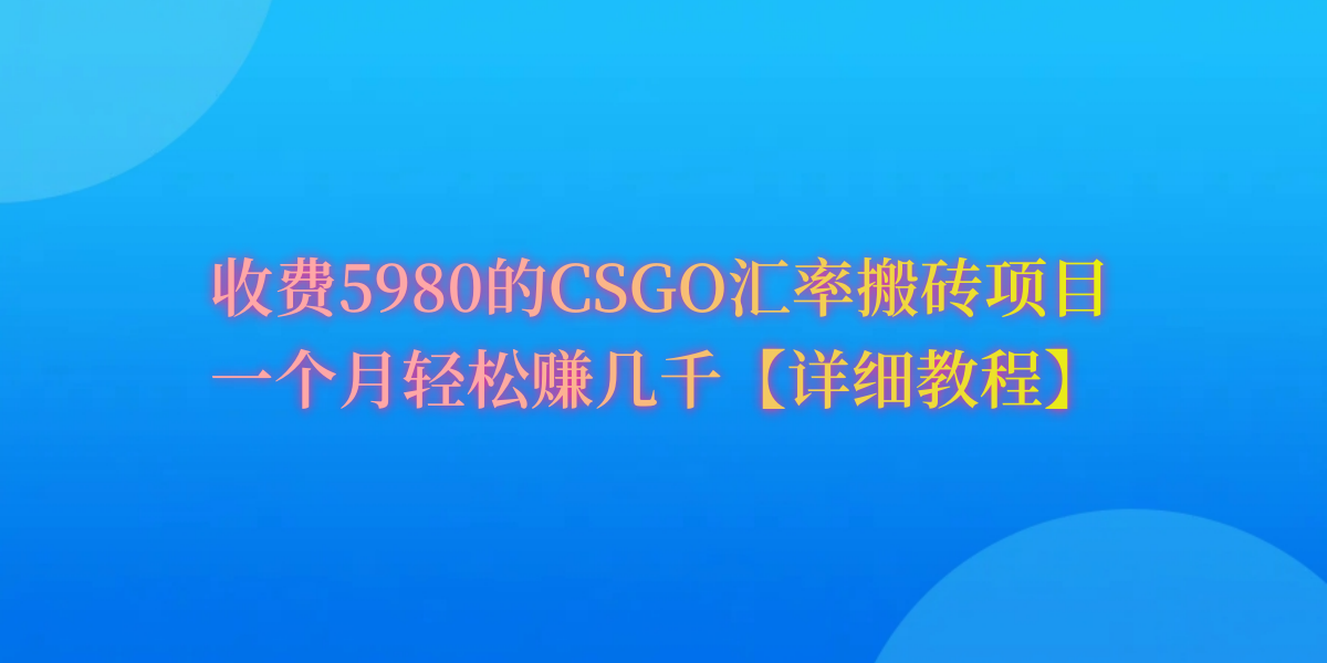 (9776期)CSGO装备搬砖,月综合率高达60%,你也可以_免费分享网络创业,副业,信息差项目的老牌资源整合平台!金铲子项目