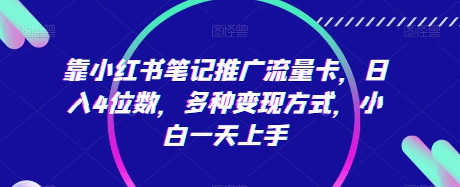 靠小红书笔记推广流量卡，4位数，多种方式，小白一天上手_免费分享网络创业,副业,信息差项目的老牌资源整合平台！金铲子项目