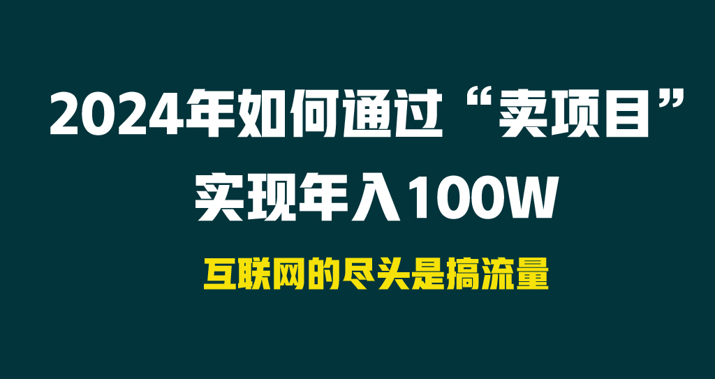 （9147期）2024年如何通过“卖项目”实现100W_免费分享网络创业,副业,信息差项目的老牌资源整合平台！金铲子项目