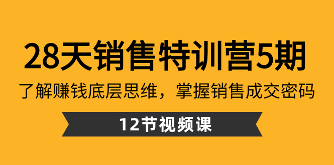 （8659期）28天·销售特训营5期：了解赚钱底层思维，掌握销售成交密码（12节课）_免费分享网络创业,副业,信息差项目的老牌资源整合平台！金铲子项目