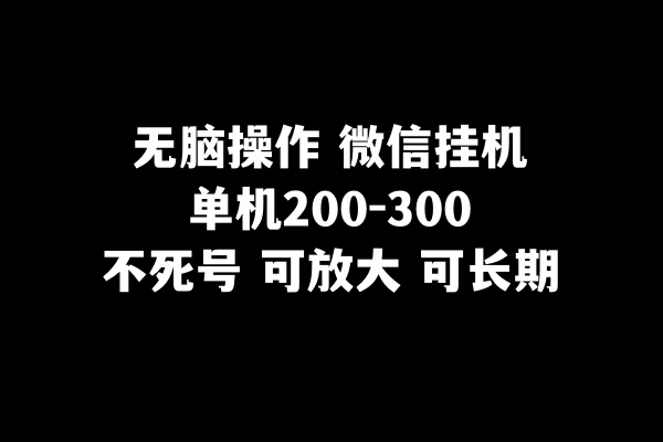 （8119期）无脑操作微信挂机单机200-300一天，不死号，可放大_免费分享网络创业,副业,信息差项目的老牌资源整合平台！金铲子项目