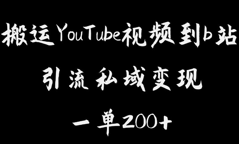 搬运YouTube视频到b站，引流私域一单，几乎【揭秘】_免费分享网络创业,副业,信息差项目的老牌资源整合平台！金铲子项目
