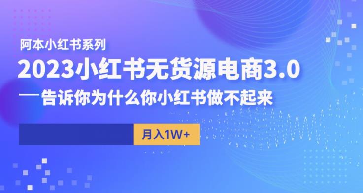 阿本小红书无货源电商3.0，告诉你为什么你小红书做不起来_免费分享网络创业,副业,信息差项目的老牌资源整合平台！金铲子项目