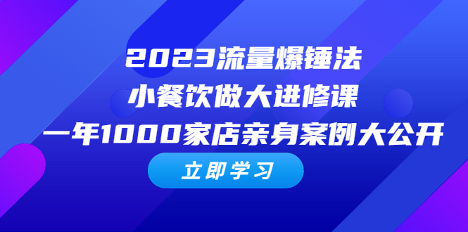 (6485期)2023流量 爆锤法,小餐饮做大进修课,一年1000家店亲身案例大公开 (6485期)2023流量 爆锤法,小餐饮做大进修课,一年1000家店亲身案例大公开